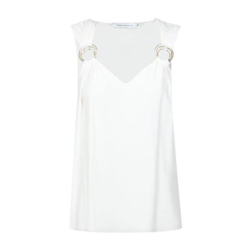 Mouwloze Viscose Top met Brede Schouderbandjes Simona Corsellini , Whi...