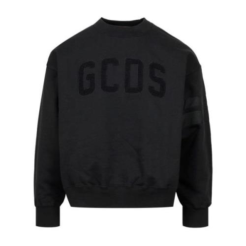 Zwart Katoenen Crew-neck Sweatshirt met Logo Gcds , Black , Heren