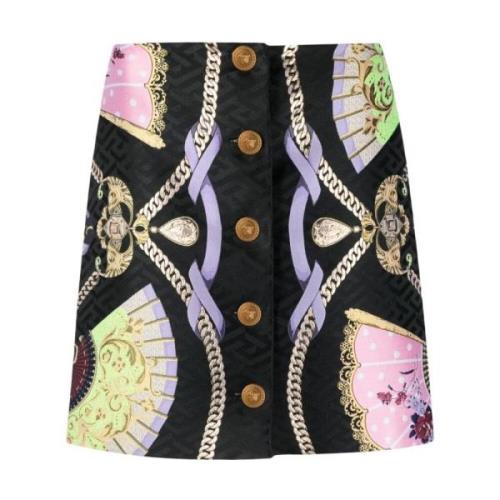 Grafisch Print Medusa Hoofd Knooprok Versace , Multicolor , Dames