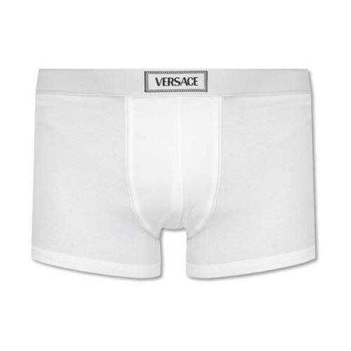 Geribbelde boxershorts met logo Versace , White , Heren