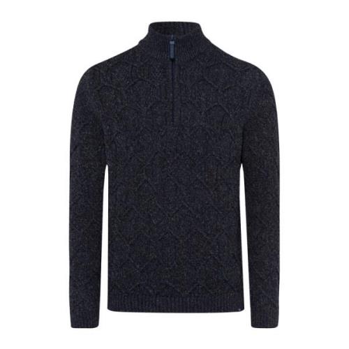 Donkerblauwe Half Zip Coltrui Brax , Blue , Heren