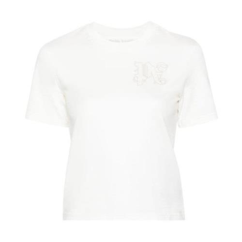 Monogram Tee - Stijlvolle Dames T-shirt Palm Angels , White , Dames
