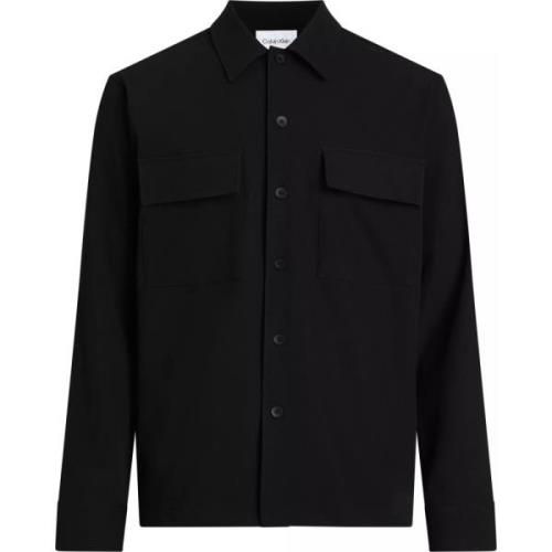 Zacht Twill Overshirt - Modern en Stijlvol Calvin Klein , Black , Here...