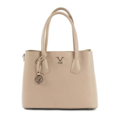 Stijlvolle Leren Handtas 19v69 Italia , Beige , Dames