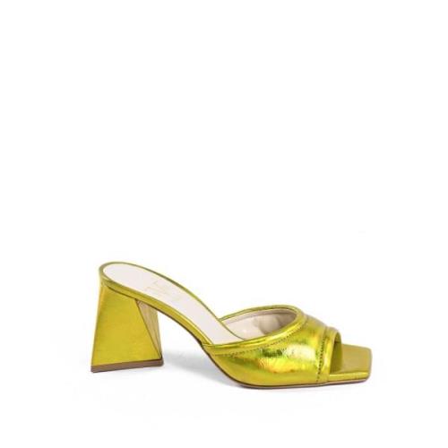 Gele Leren Sandaal met 8cm Hak 19v69 Italia , Yellow , Dames