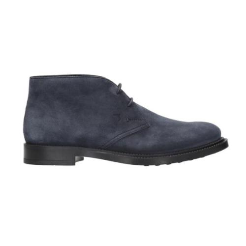 Blauwe Suède Enkellaarzen met Rubberen Zool Tod's , Blue , Heren