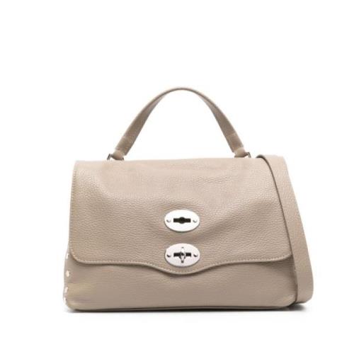 Grijze tas van korrelig leer met stud details Zanellato , Gray , Dames