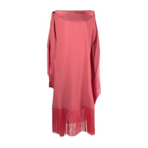 Roze Pioenroos Crepe Satijnen Rand Jurk Taller Marmo , Pink , Dames