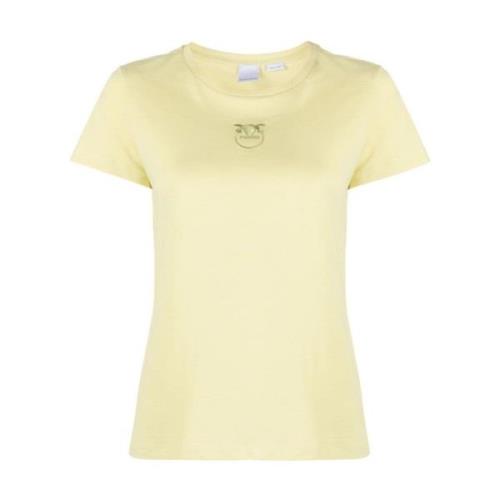 Gele Love Birds T-shirts en Polos Pinko , Yellow , Dames