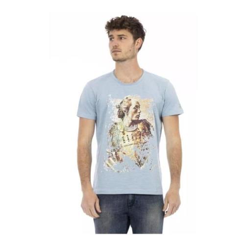 Stijlvolle katoenen T-shirt met voorprint Trussardi , Blue , Heren