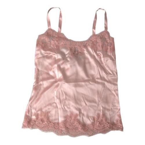 Antieke Roze Kant Zijden Camisole Top Dolce & Gabbana , Pink , Dames