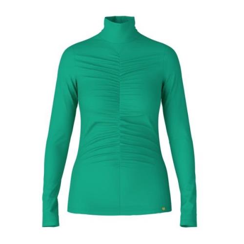 Stijlvol T-shirt met rolkraag en gerimpelde details Marc Cain , Green ...