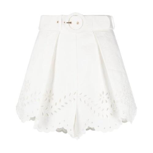 Bloemen geborduurde high-waisted shorts Zimmermann , White , Dames