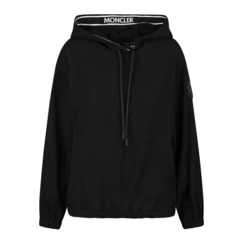 Logo-appliquè satijnen hoodie met stretch design Moncler , Black , Dam...