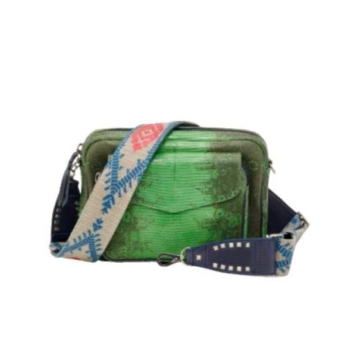 Groene Python Schoudertas met Kettingriem Claris Virot , Green , Dames