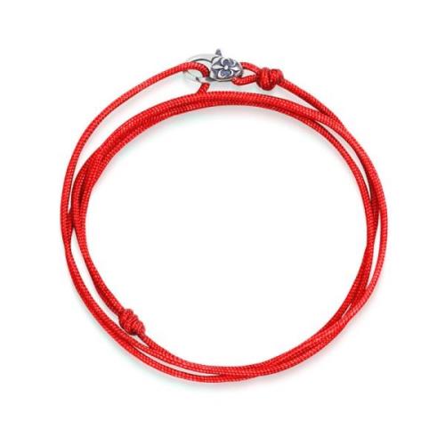 Red Wrap-Around String Bracelet with Sterling Silver Lock Nialaya , Re...