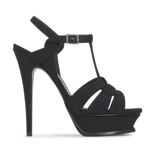 Zwarte Hak Tribute 105 Satijn Saint Laurent , Black , Dames