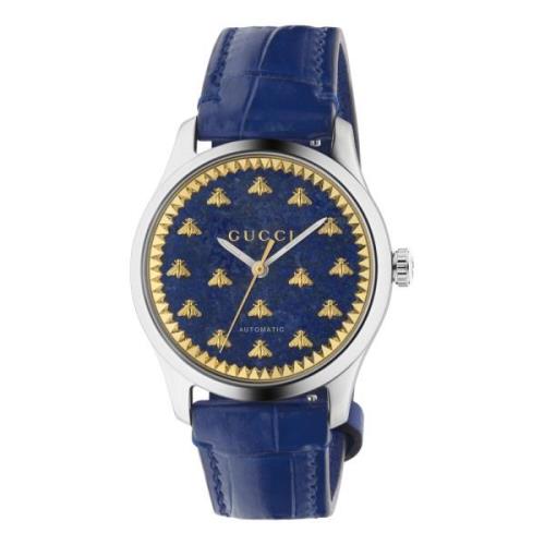 Automatisch blauw wijzerplaat horloge met alligator band Gucci , Blue ...