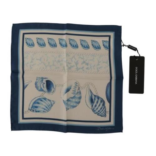 Zijden Sjaal met Logo Print Dolce & Gabbana , Blue , Heren