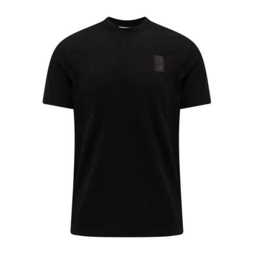 Zwart Crew-neck T-shirt, Gemaakt in Italië Salvatore Ferragamo , Black...