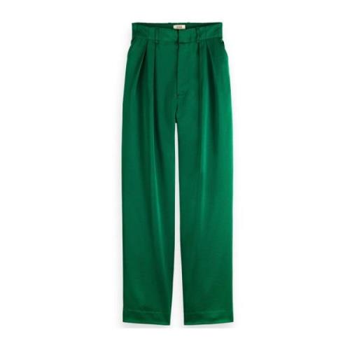 Faye Hoge Taille Relaxte Tapered Broek Scotch & Soda , Green , Dames