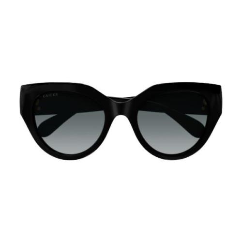 Zwarte Cat-Eye Zonnebril met GG Logo Detail Gucci , Black , Dames