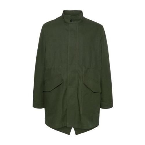 Militair Groene Katoenen Twill Jas Maison Kitsuné , Green , Heren