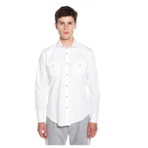 Texas Overhemd Fw23 Eleventy , White , Heren