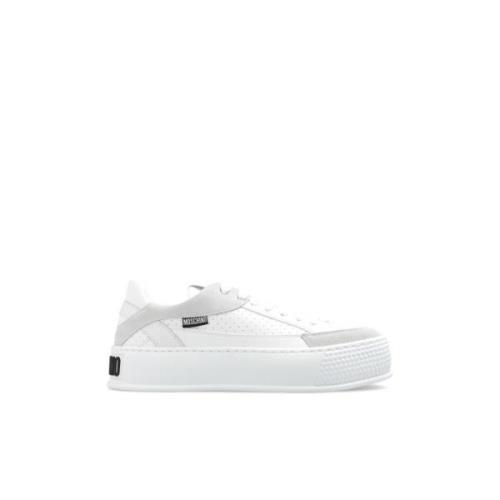 Sneakers met logo Moschino , White , Dames