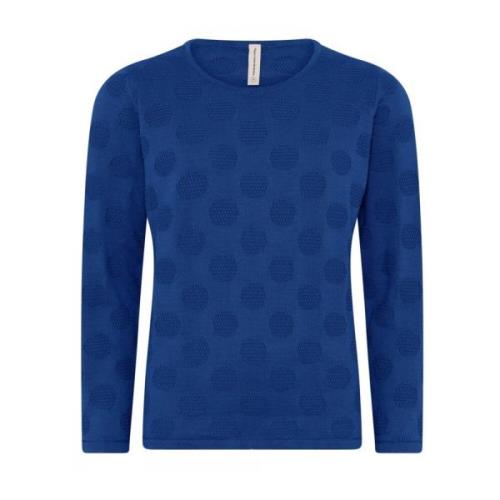 Gestippelde O-Neck Pullover Blouse Skovhuus , Blue , Dames