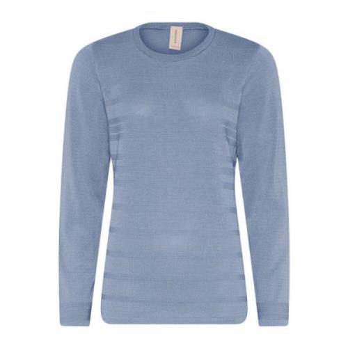 Structuur O-Neck Pullover in Meerblauw Skovhuus , Blue , Dames