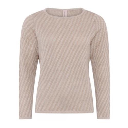 Speciale Geruite Pullover Blouse in Bark Beige Skovhuus , Beige , Dame...