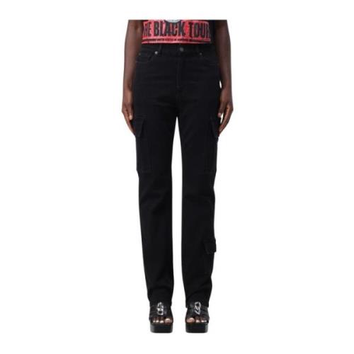 Cargo Denim en Lurex Broek Twinset , Black , Dames