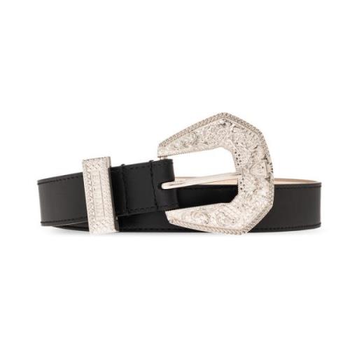 Leren Riem Balmain , Black , Heren