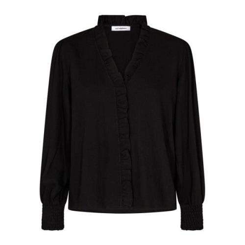 Feminine Blouse met Ruches en Smock Manchetten Co'Couture , Black , Da...