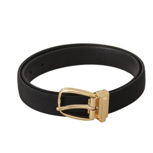 Zwart Canvas Leren Riem met Gouden Metalen Gesp Dolce & Gabbana , Blac...