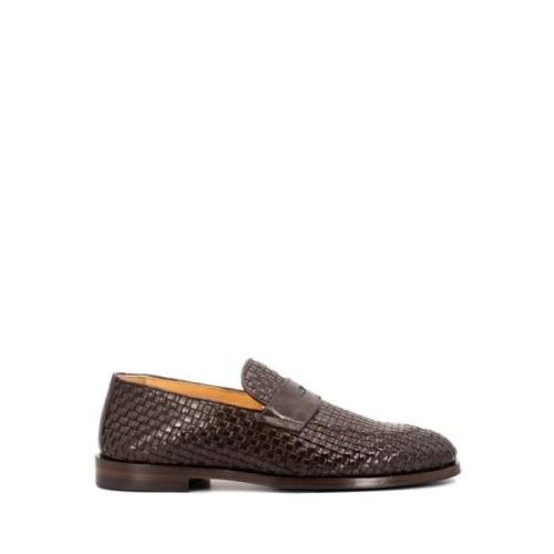 Intrecciato Calfskin Penny Loafer Brunello Cucinelli , Brown , Heren