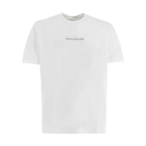 Katoenen Crewneck T-shirt met Print Paul & Shark , White , Heren