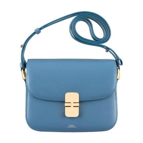 Heldere Blauwe Leren Trapezium Tas A.p.c. , Blue , Dames