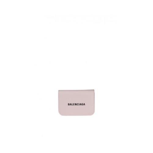 Roze leren mini portemonnee met logo Balenciaga , Pink , Dames