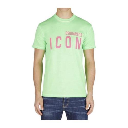 Icon - Verde Katoenen T-shirt Dsquared2 , Green , Heren