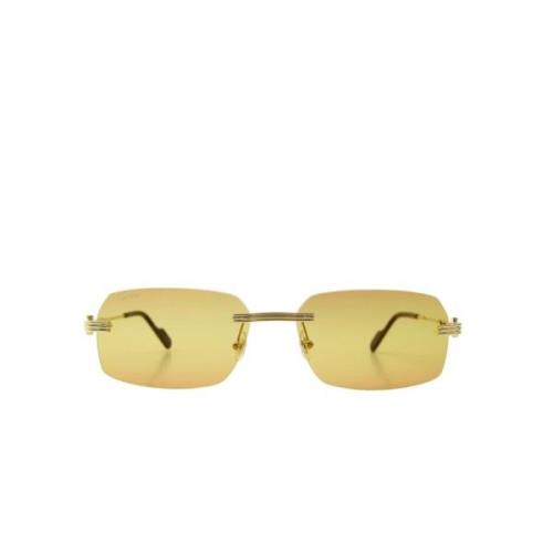 Rechthoekige randloze zonnebril met metalen frame Cartier , Yellow , U...
