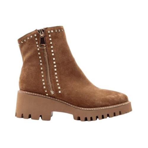 Dames Casual Kameel Suède Enkellaars Alma EN Pena , Brown , Dames