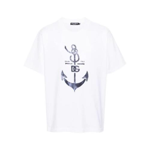 Ankerprint Katoenen T-shirt Dolce & Gabbana , White , Heren