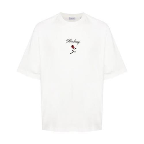 Witte Flocked Rose T-shirts en Polos Burberry , White , Heren