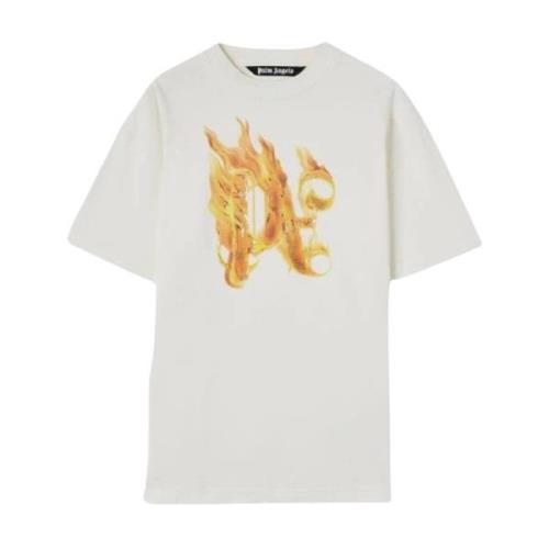 Brandend Monogram T-Shirt Palm Angels , White , Heren