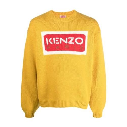 Mosterdgele Logo Gebreide Trui Kenzo , Yellow , Heren