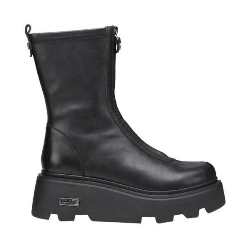 Zwarte Mid W Veg.Str.Leat/Leat Plateau Laarzen Cult , Black , Dames