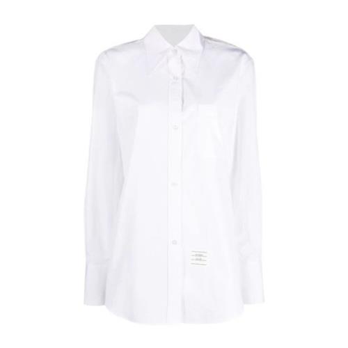 Witte Poplin Overhemd met Puntkraag Thom Browne , White , Dames