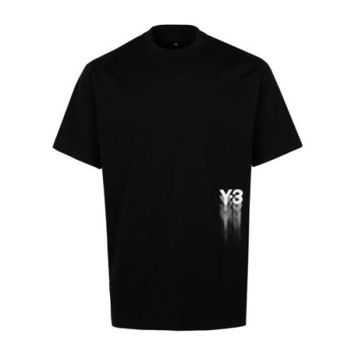 Zwart Logo Print Katoenen T-shirt Y-3 , Black , Heren